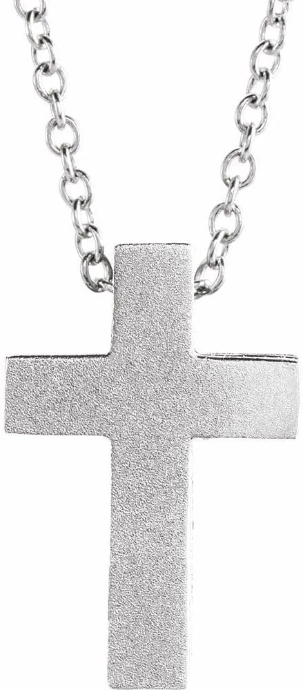 Jewels By Lux Sterling Silver 13.5 X 9 Mm 16-18 In Polished Scroll Cross Necklace