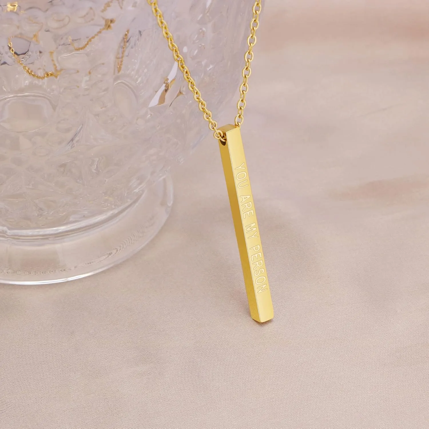 JoycuFF Friendship Necklace Jewelry for Friends Women Inspirational Vertical Bar Pendants Jewellery Gift for Teen Girls