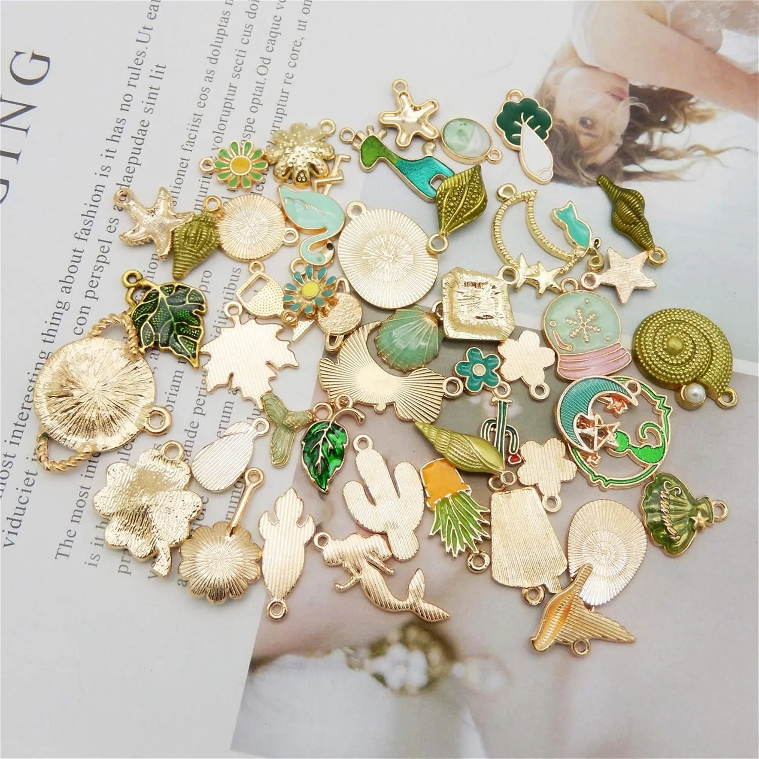 Julie Wang 60Pcs 30 Pairs Enamel Charms Pendants for Jewelry Making Bulk lot Necklace Earrings Bracelets Craft DIY