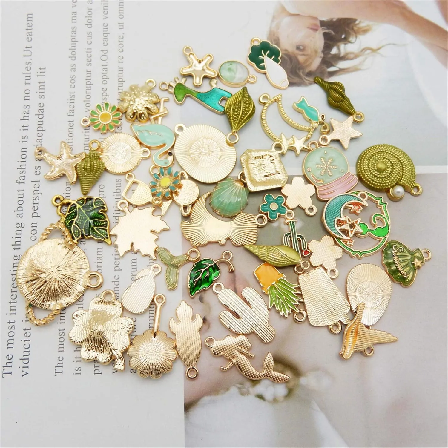 Julie Wang 60Pcs 30 Pairs Enamel Charms Pendants for Jewelry Making Bulk lot Necklace Earrings Bracelets Craft DIY