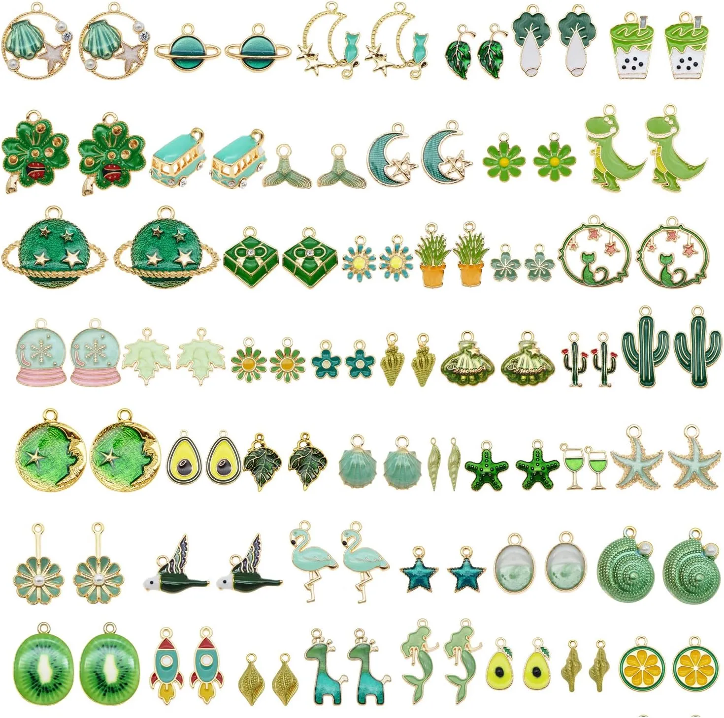 Julie Wang 60Pcs 30 Pairs Enamel Charms Pendants for Jewelry Making Bulk lot Necklace Earrings Bracelets Craft DIY