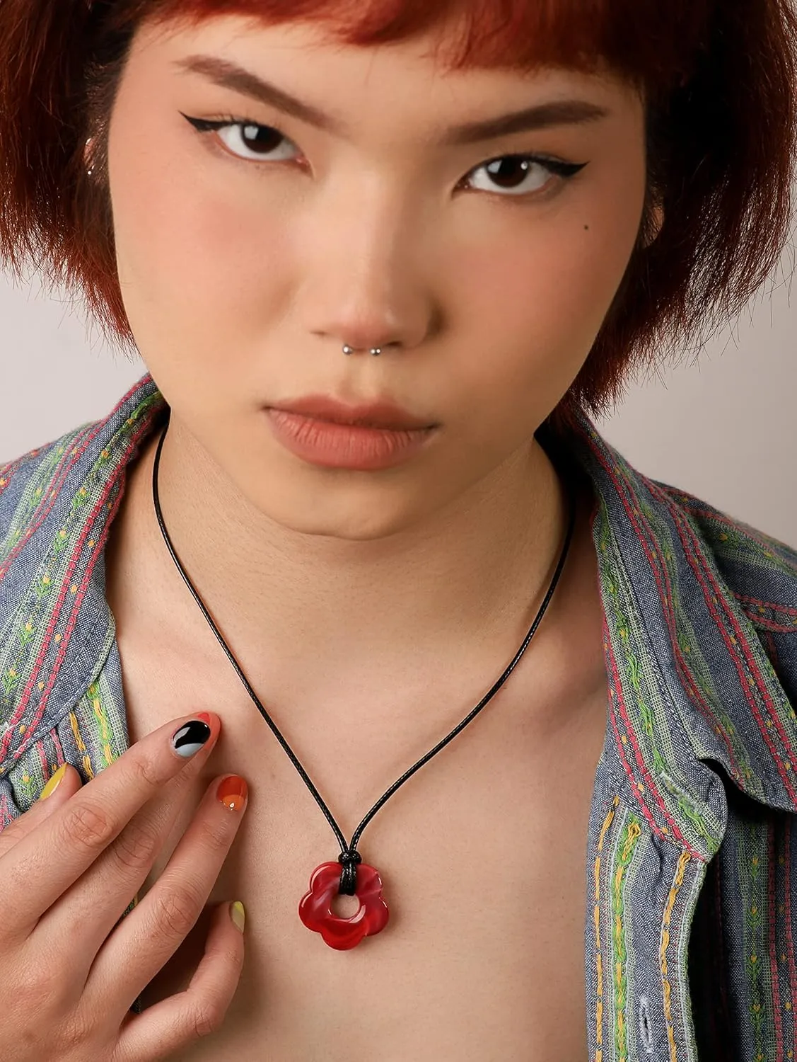 Kawaii Flower Cutecore Necklace Y2K Cord Necklace Jewelry for Teen Girls Women Trendy Stuffs