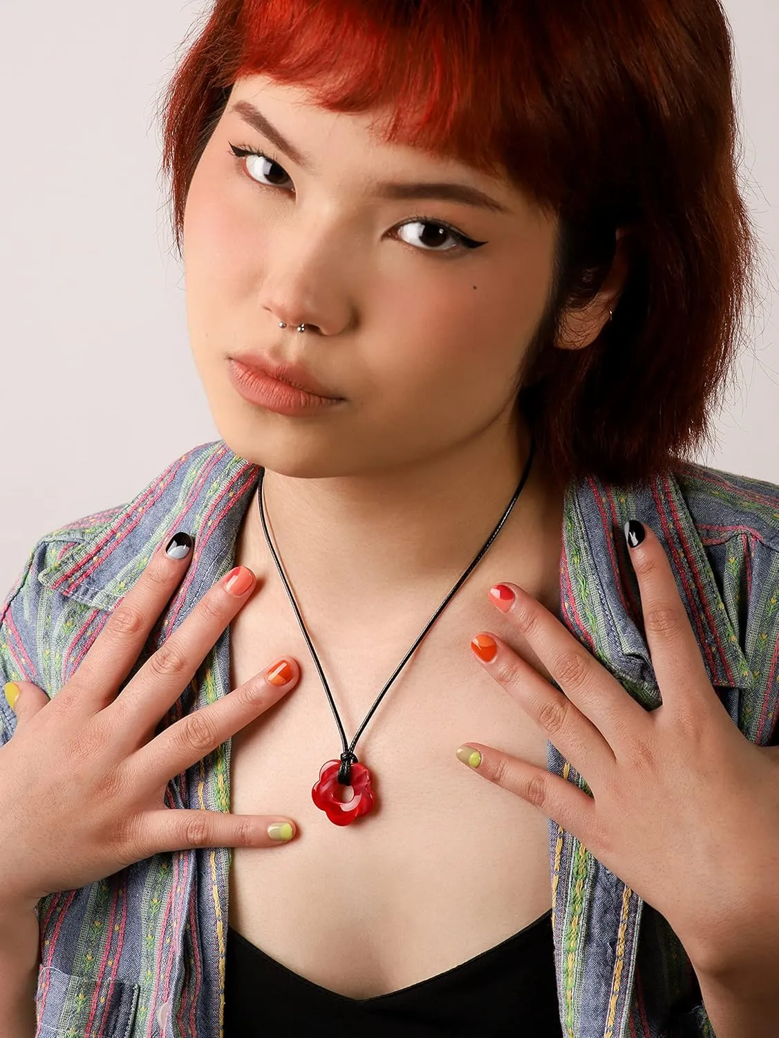 Kawaii Flower Cutecore Necklace Y2K Cord Necklace Jewelry for Teen Girls Women Trendy Stuffs