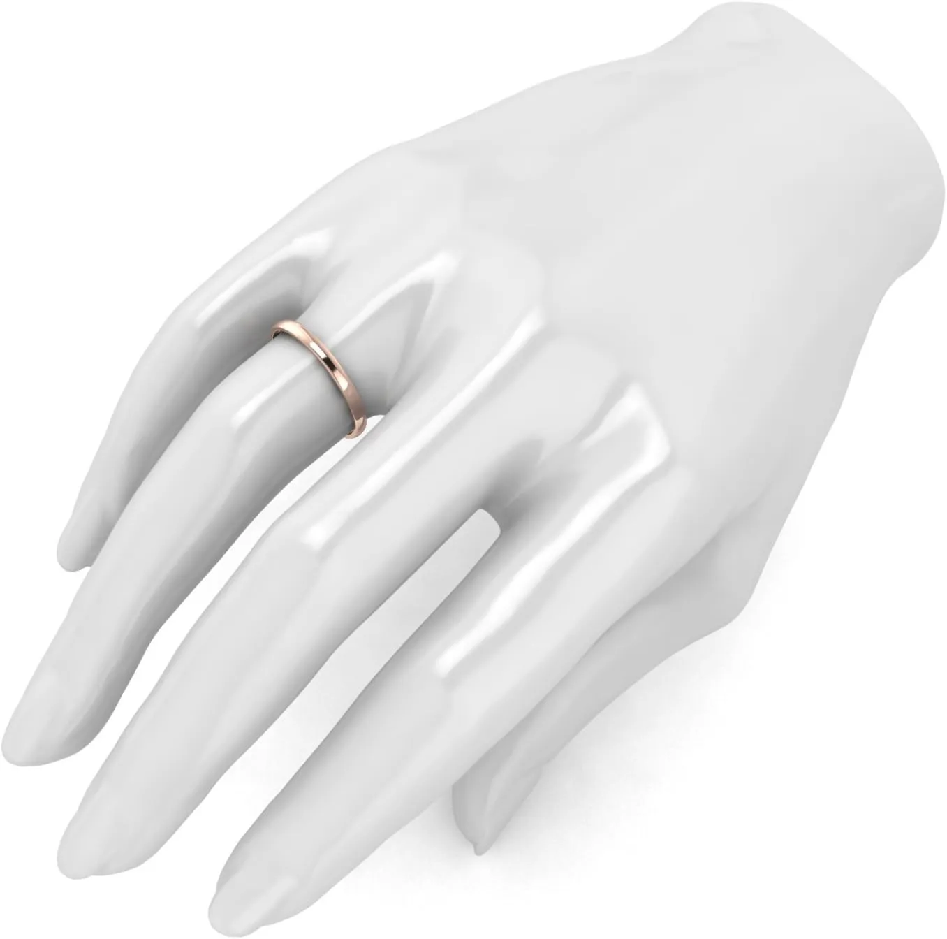 LANDA JEWEL Solid 14k White Rose Yellow Gold 2mm Light Court Shape Comfort Fit Polished Wedding Ring Plain Band