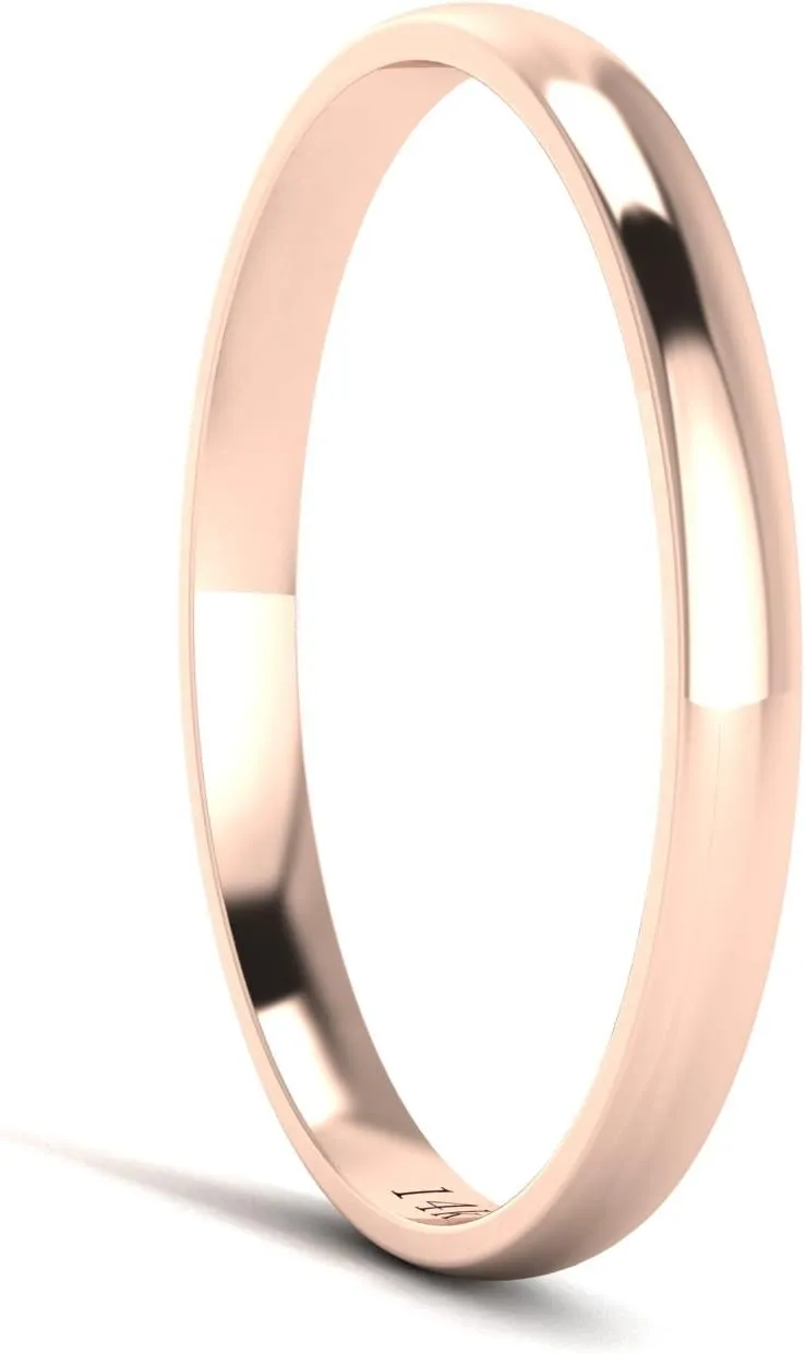 LANDA JEWEL Solid 14k White Rose Yellow Gold 2mm Light Court Shape Comfort Fit Polished Wedding Ring Plain Band