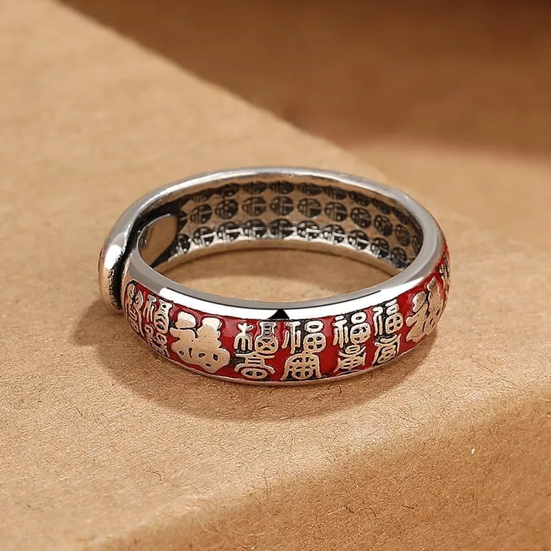 LIOYSIUT Blessing Enamel Rings for Women Red Enamel Blessing Plain Stackable Finger Ring Gold Band Rings Set Couple Wedding Valentine's Day Festival Jewelry for Women Men Largle