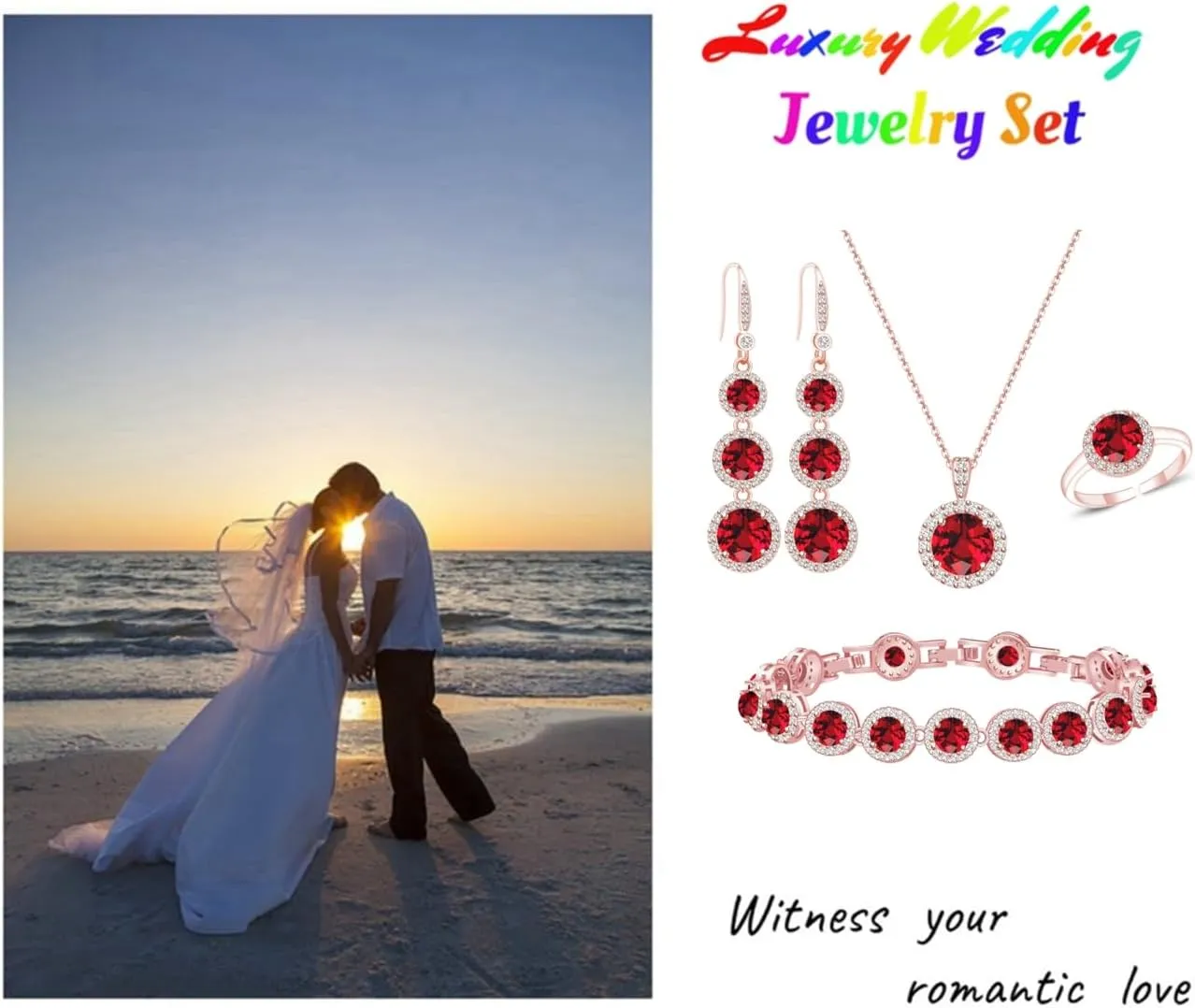 LMXXVJ Jewelry Set for WomenNecklace Earrings Adjustable Ring Bracelet Set Birthday Anniversary Mothers Day Christmas Day Fashion Formal Jewelry Gift Girl/Mom/Wife/Grandmother/Best Friend/Aunt
