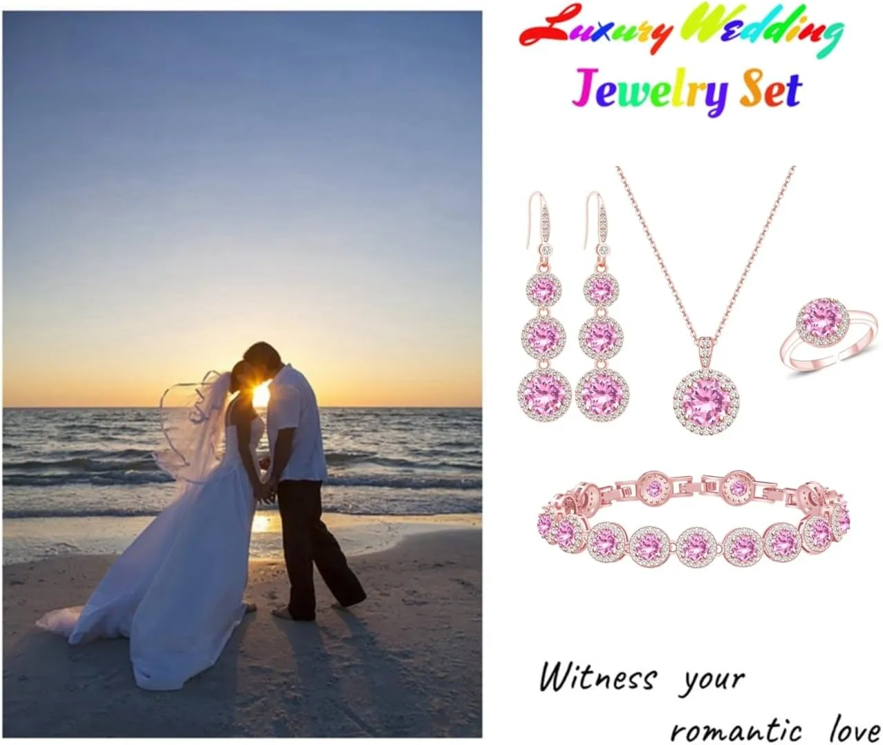 LMXXVJ Jewelry Set for WomenNecklace Earrings Adjustable Ring Bracelet Set Birthday Anniversary Mothers Day Christmas Day Fashion Formal Jewelry Gift Girl/Mom/Wife/Grandmother/Best Friend/Aunt
