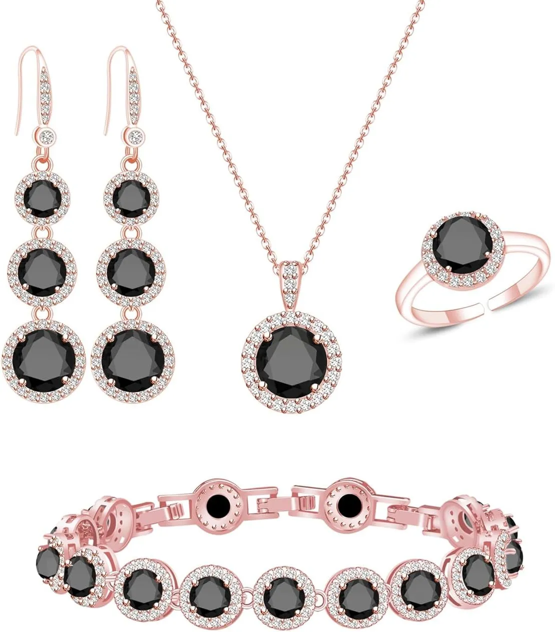 LMXXVJ Jewelry Set for WomenNecklace Earrings Adjustable Ring Bracelet Set Birthday Anniversary Mothers Day Christmas Day Fashion Formal Jewelry Gift Girl/Mom/Wife/Grandmother/Best Friend/Aunt