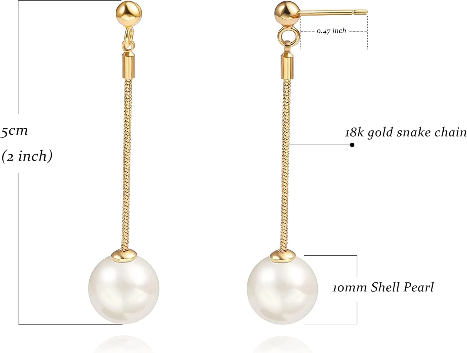 Long Pearl Dangle Earrings for Women 18K Gold Plated Long Dangle Drop Earrings Metal Chain Earrings Wedding Bridesmaid Jewelry
