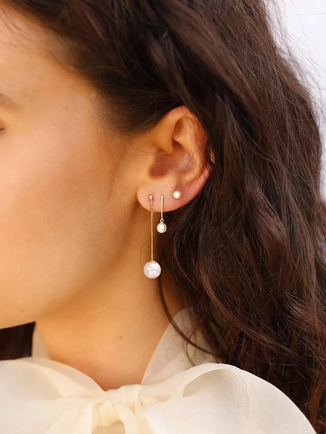 Long Pearl Dangle Earrings for Women 18K Gold Plated Long Dangle Drop Earrings Metal Chain Earrings Wedding Bridesmaid Jewelry