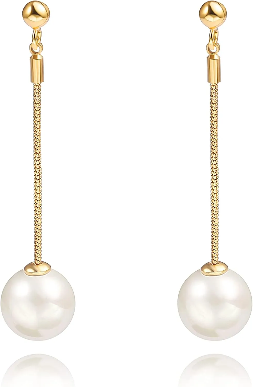 Long Pearl Dangle Earrings for Women 18K Gold Plated Long Dangle Drop Earrings Metal Chain Earrings Wedding Bridesmaid Jewelry