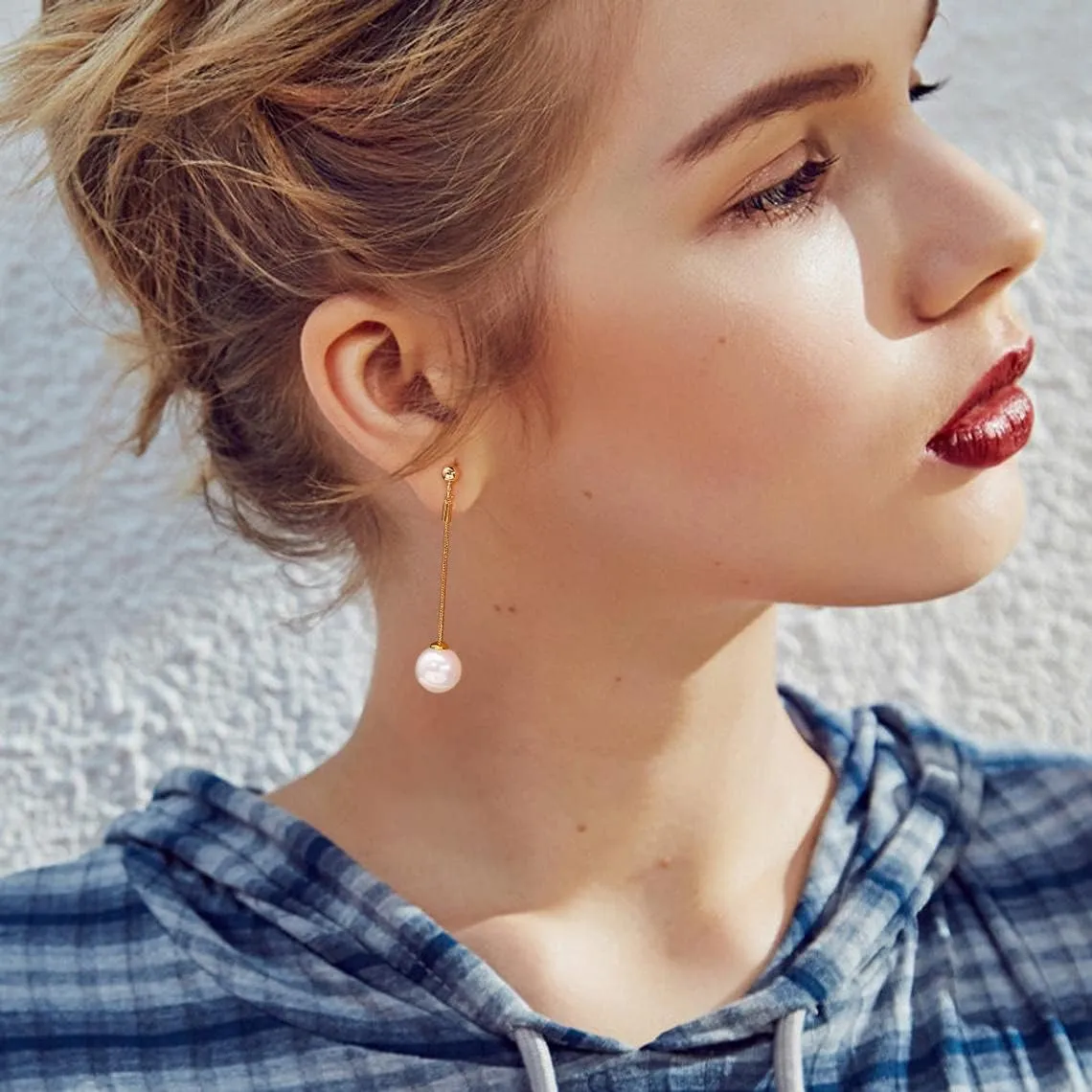 Long Pearl Dangle Earrings for Women 18K Gold Plated Long Dangle Drop Earrings Metal Chain Earrings Wedding Bridesmaid Jewelry