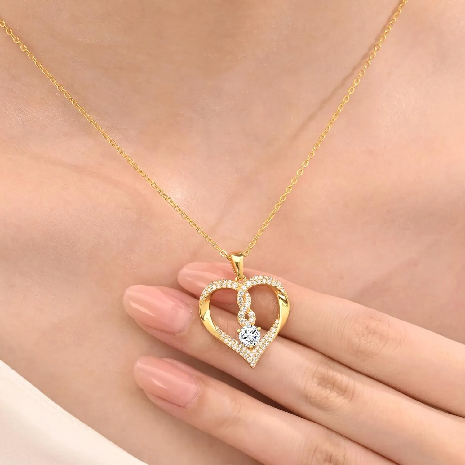 LOUISA SECRET Infinity Heart Birthstone Necklaces for Women, 925 Sterling Silver Forever Love Pendant Jewelry for Her, Ideal Gift for Wife, Girlfriend, Mom on Birthday, Anniversary, Mother's Day Gift