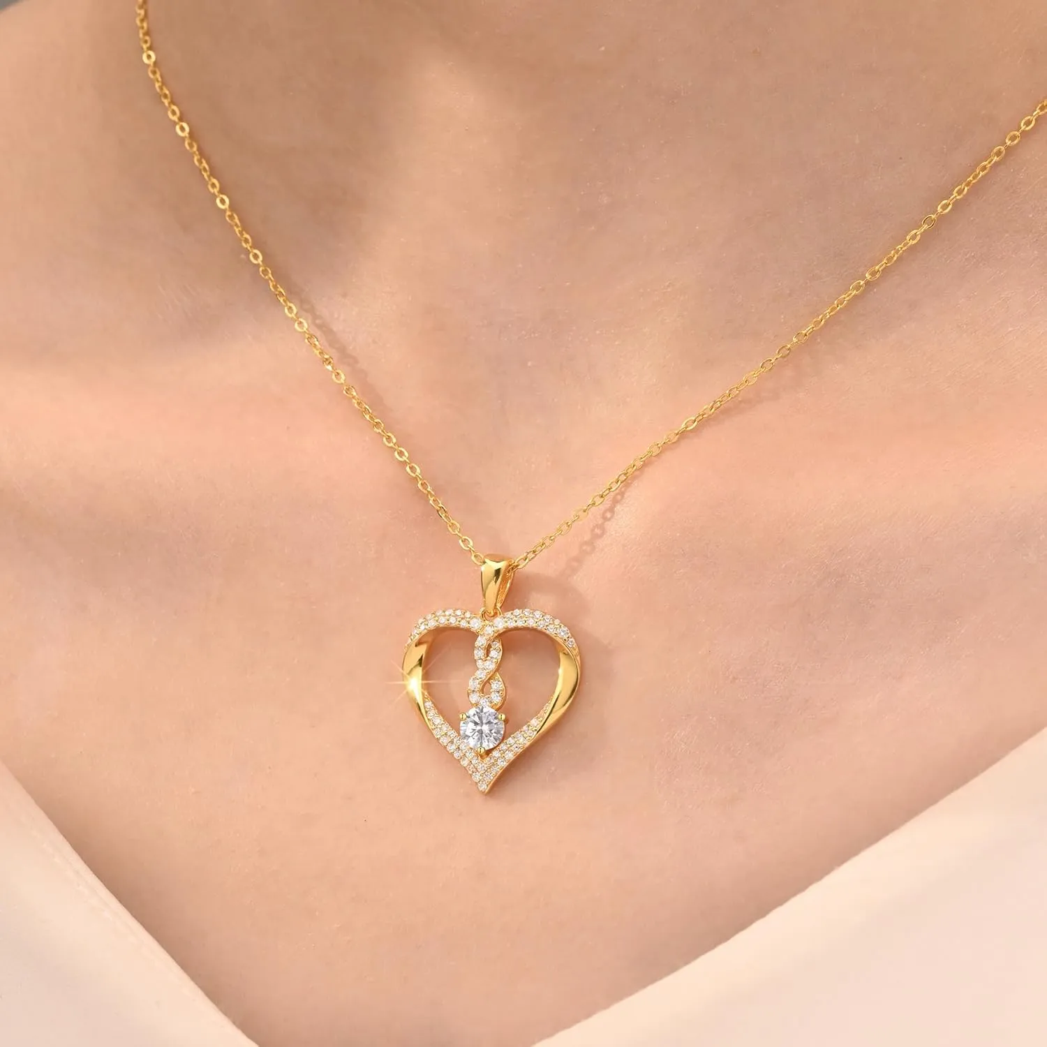 LOUISA SECRET Infinity Heart Birthstone Necklaces for Women, 925 Sterling Silver Forever Love Pendant Jewelry for Her, Ideal Gift for Wife, Girlfriend, Mom on Birthday, Anniversary, Mother's Day Gift