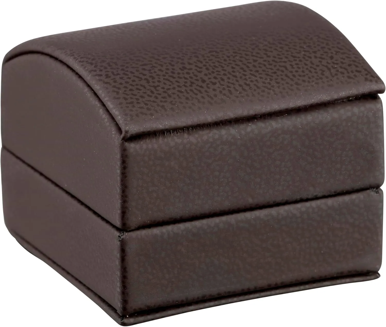 Luxury Dome-Shape Leather Ring Box - Ring Gift Box for Engagement, Proposal, Wedding Day - Jewelry Box with Cream Ribbed Outer Box & Matching Bow Ribbon - Small Ring Case for Men & Women