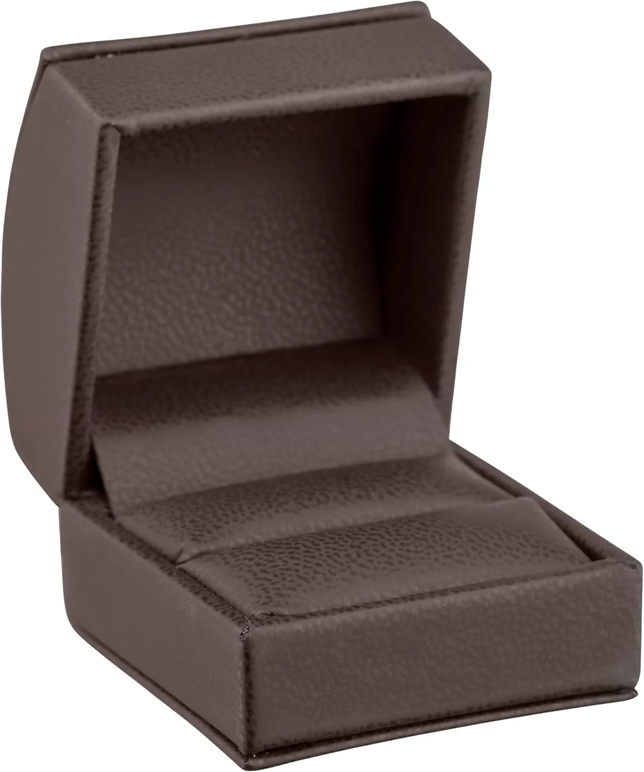 Luxury Dome-Shape Leather Ring Box - Ring Gift Box for Engagement, Proposal, Wedding Day - Jewelry Box with Cream Ribbed Outer Box & Matching Bow Ribbon - Small Ring Case for Men & Women