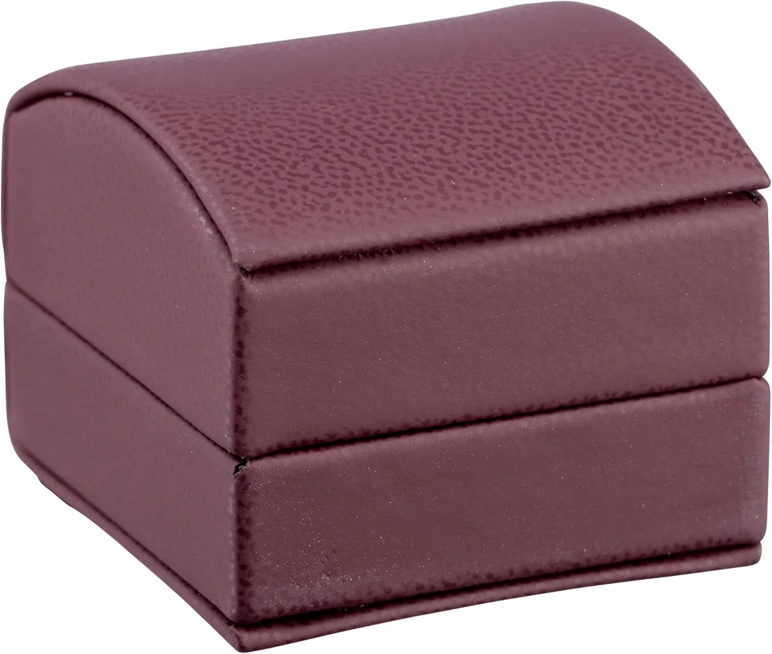 Luxury Dome-Shape Leather Ring Box - Ring Gift Box for Engagement, Proposal, Wedding Day - Jewelry Box with Cream Ribbed Outer Box & Matching Bow Ribbon - Small Ring Case for Men & Women