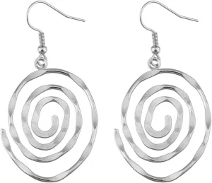 MALOYANVE Round Spiral Earrings for Women Creative Gold Silver Plated Circle Metal Wave Thread Hollow Out Dangle Drop Statement Earrings Fashion Jewelry Gifts