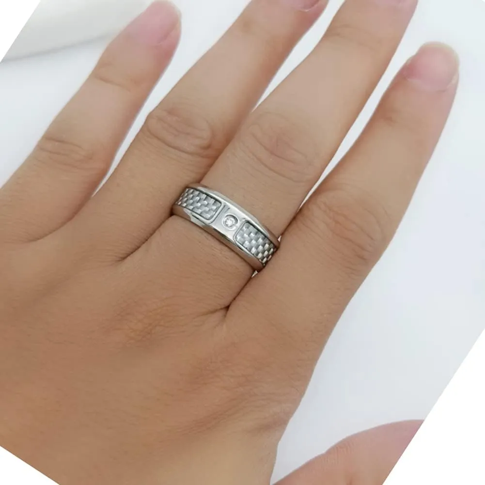 MASHAN Couple Rings Matching Rings 925 Sterling Silver Women's Wedding Ring Titanium Wedding Band