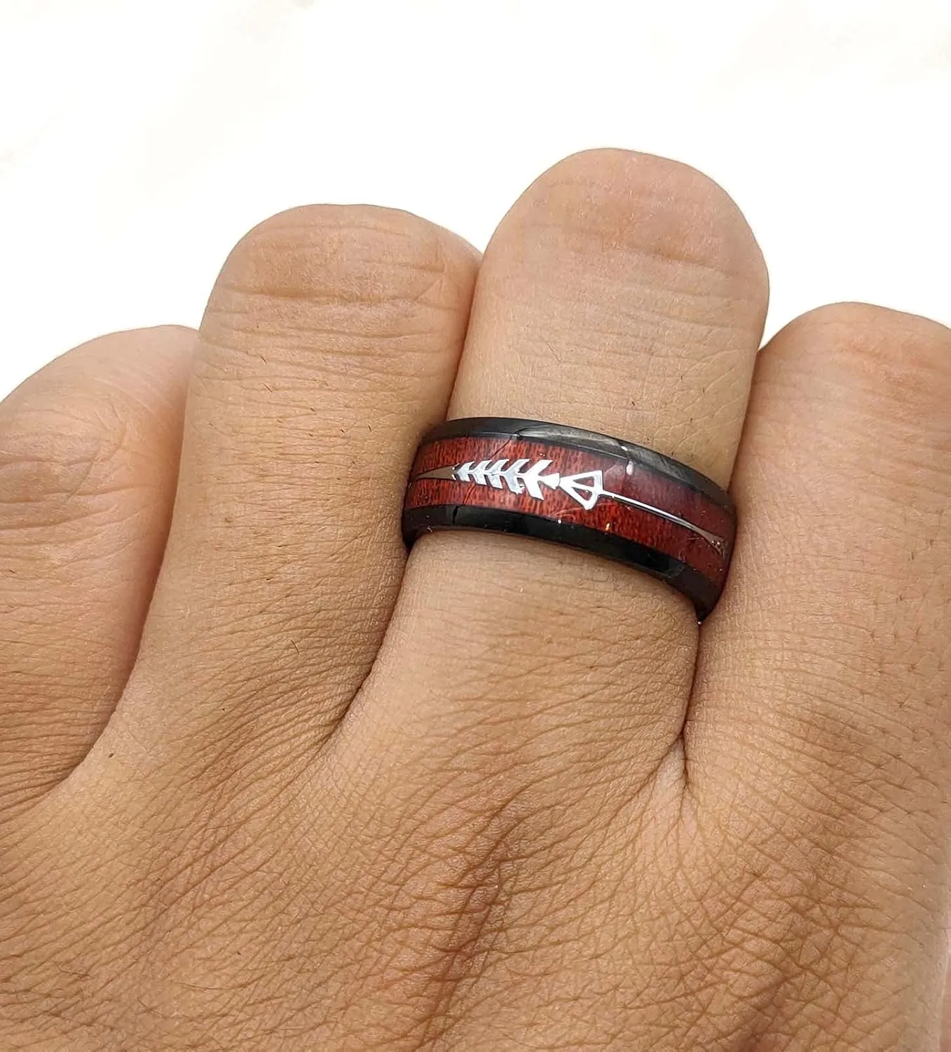 Matching Rings Black Plated Couple Rings Wings 1CT Heart Red CZ Wedding Ring Sets