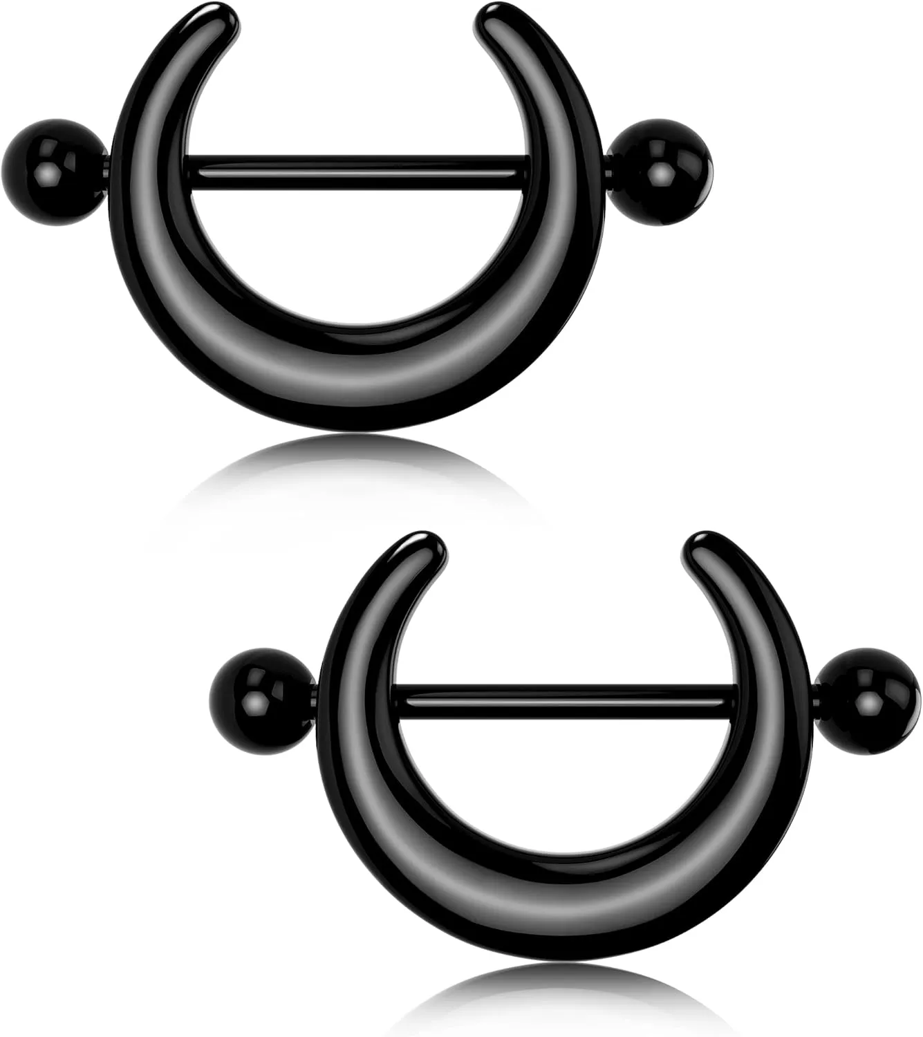 Melighting Black Moon Nipple Rings 14G Surgical Steel 316L Piercing Jewelry for Women Men Barbell Body Piercing