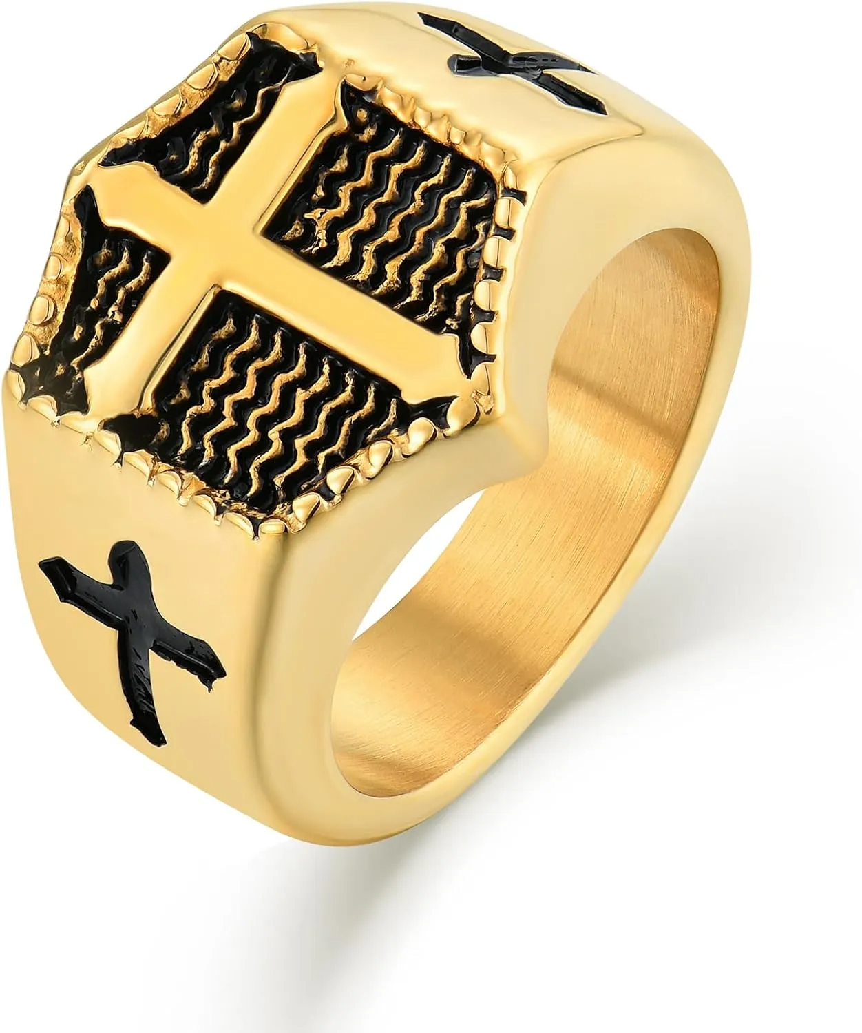 Men's Christian Cross Rings,Stainless Steel Crucifix Religious Rings for Men, Size 7-12