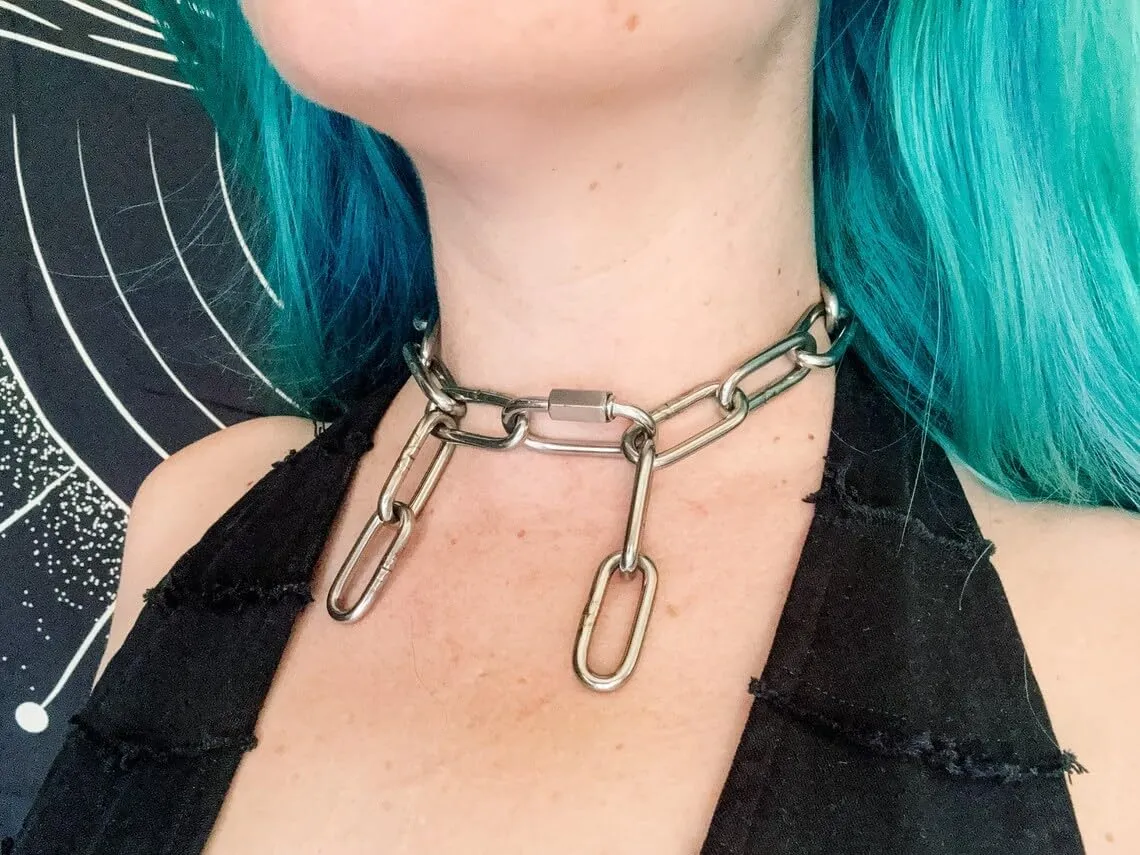 Men's Heavy Duty Quee Goth Grunge Chunky Necklaces Punk Stainless Steel Alternative Industrial Collar Choker Link Chain For Women Jewelry