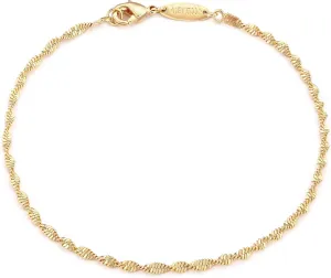 MEVECCO Gold Rope Chain Bracelets,14K Gold Plated Handmade Cute Thin Dainty Bracelet for Women