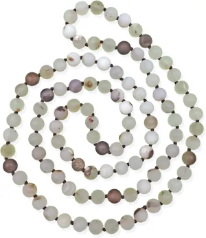 MGR MY GEMS ROCK! 7-8MM 36 Inch Long Matte-Finish Genuine Semi-Precious Stone Endless Infinity Opera Length Hand Beaded Mala Chakra Strand Necklace for Women or Men.