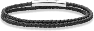 Miabella Genuine Italian Double Wrap Braided Leather Bracelet for Men Women, Stainless Steel Clasp, Made in Italy
