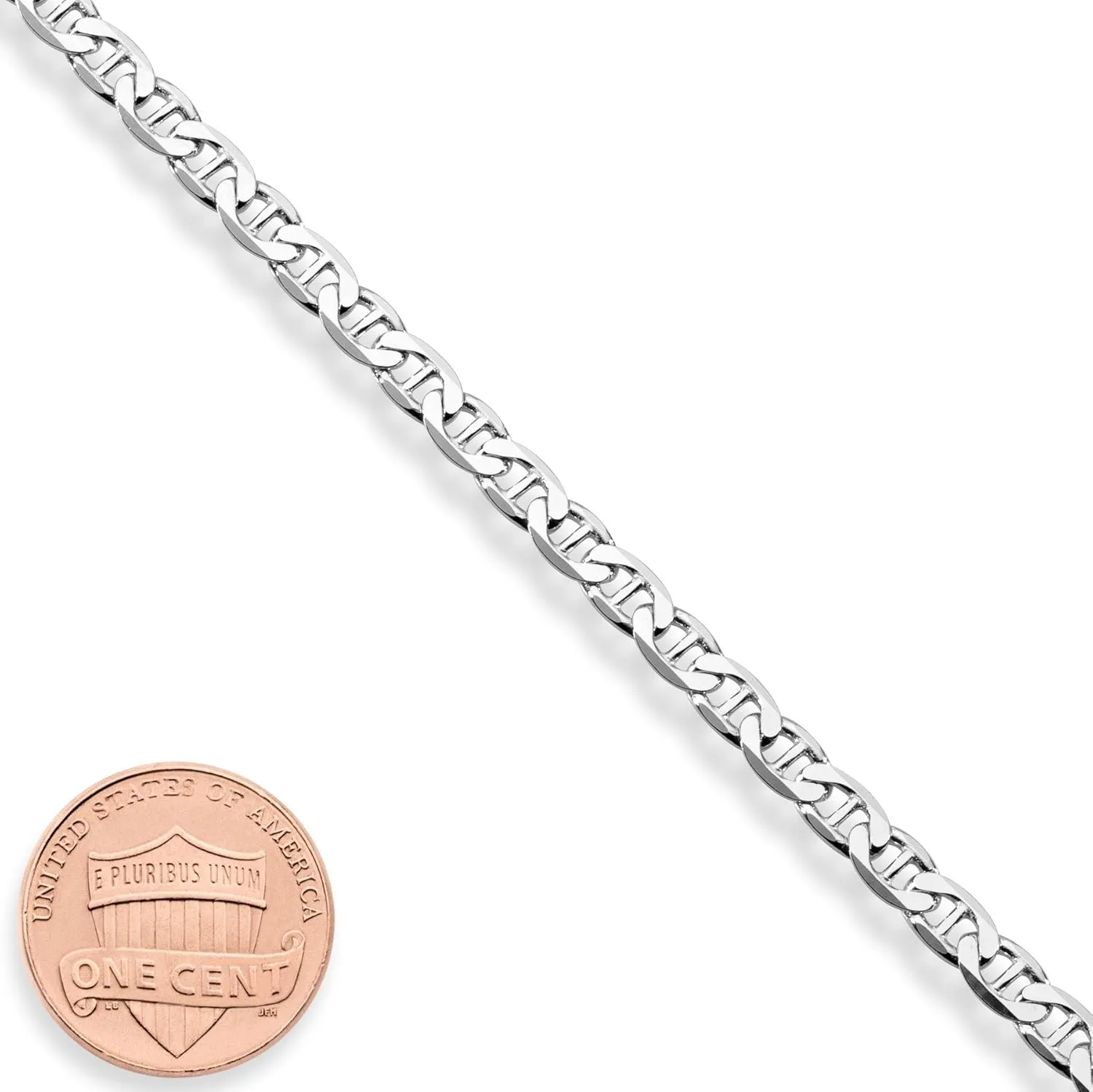 Miabella Italian Solid 925 Sterling Silver, 18Kt Gold Plated 3mm, 4mm Solid Mariner Link Chain Bracelet for Men Women, Made in Italy