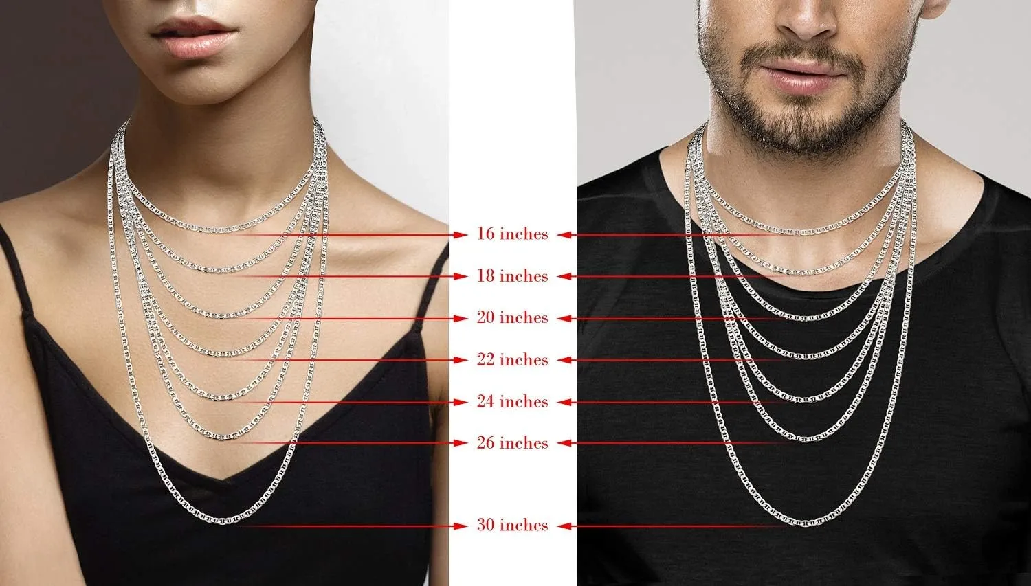 Miabella Italian Solid 925 Sterling Silver 4mm Diamond-Cut Solid Flat Mariner Link Chain Necklace for Women Men, Made in Italy