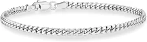 Miabella Italian Thick 925 Sterling Silver Solid Cuban Link Curb Chain Bracelet for Men, 3.2mm, 5mm, 7mm Made in Italy