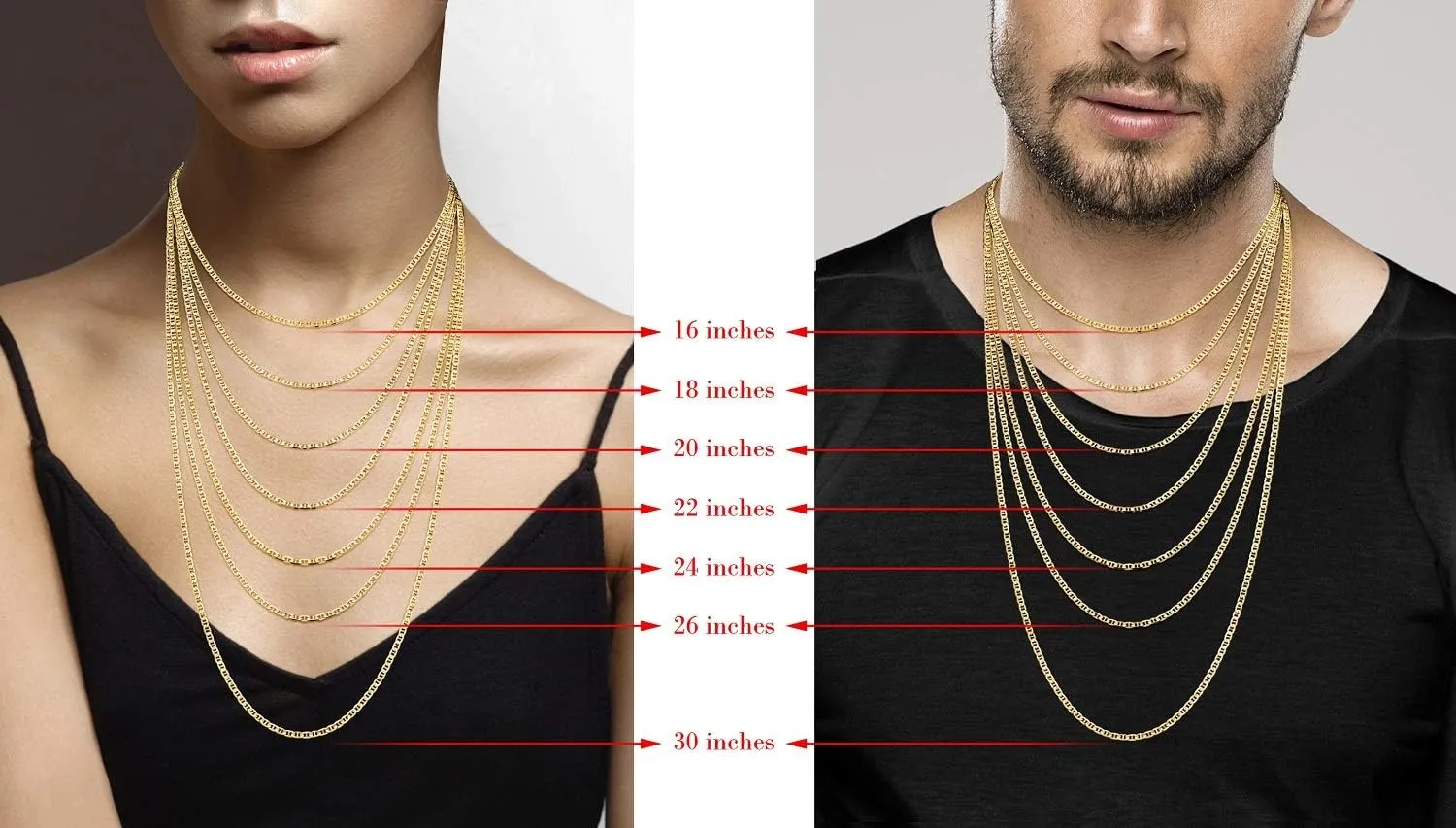 Miabella Solid 18K Gold Over Sterling Silver Italian 3mm, 4mm, 6mm Diamond-Cut Flat Mariner Link Chain Necklace for Men Women, 925 Italy