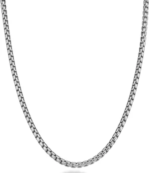 Miabella Solid 925 Sterling Silver Italian 3.5mm Square Link Round Box Chain Necklace for Women Men, Made in Italy