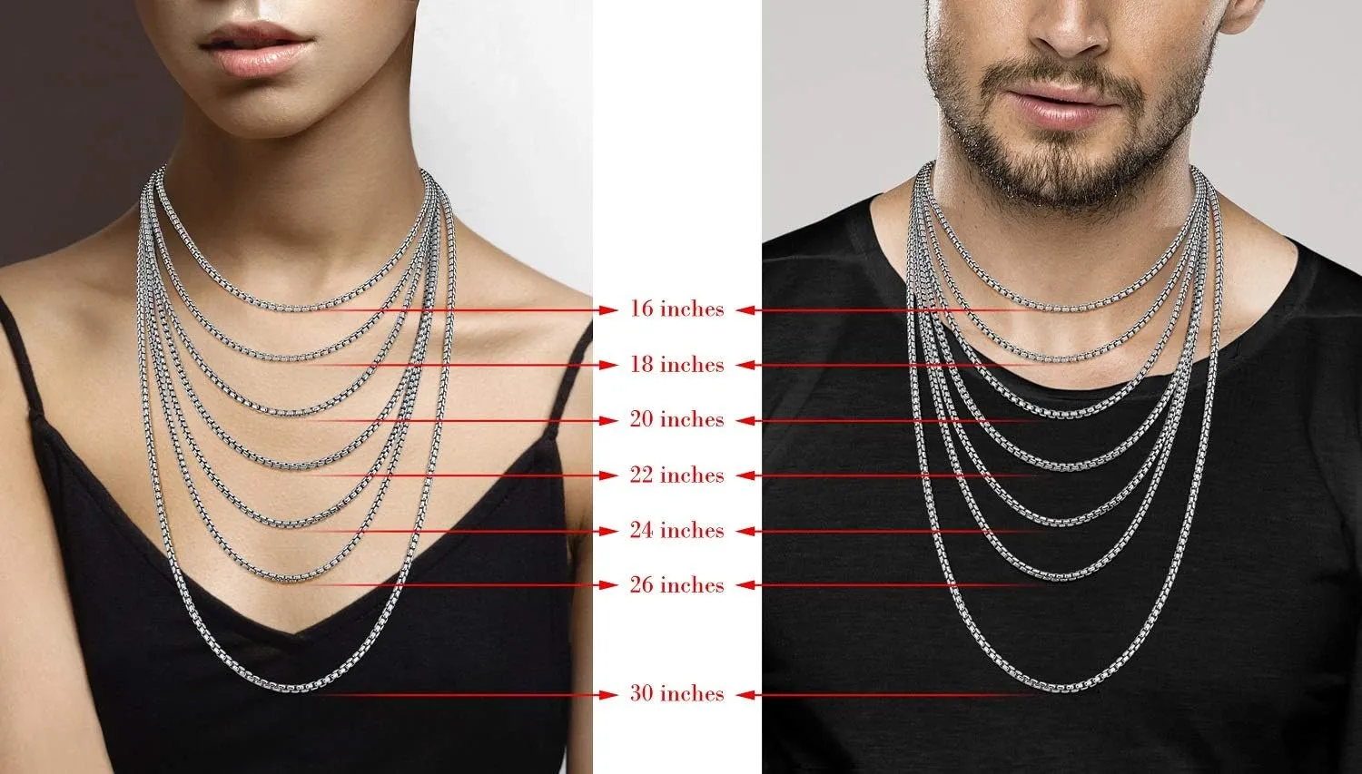 Miabella Solid 925 Sterling Silver Italian 3.5mm Square Link Round Box Chain Necklace for Women Men, Made in Italy