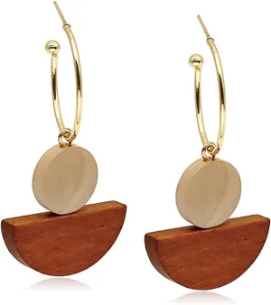 MIGUO STORE Boho Chic Fashion All-match Wooden Long Tassel Dangle Drop Earrings for Women Elegant Geometry Charm Handmade Earrings Gift