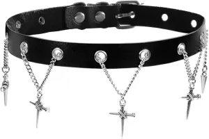 MILAKOO Pu Leather Necklace Gromment Eyelet Choker for Women Men Punk Collar Goth Emo Accessories