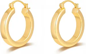 Milan Chiva 14k gold Chunky hoop Earrings for Women 14k Glod Plated Earrings Dainty Jewelry
