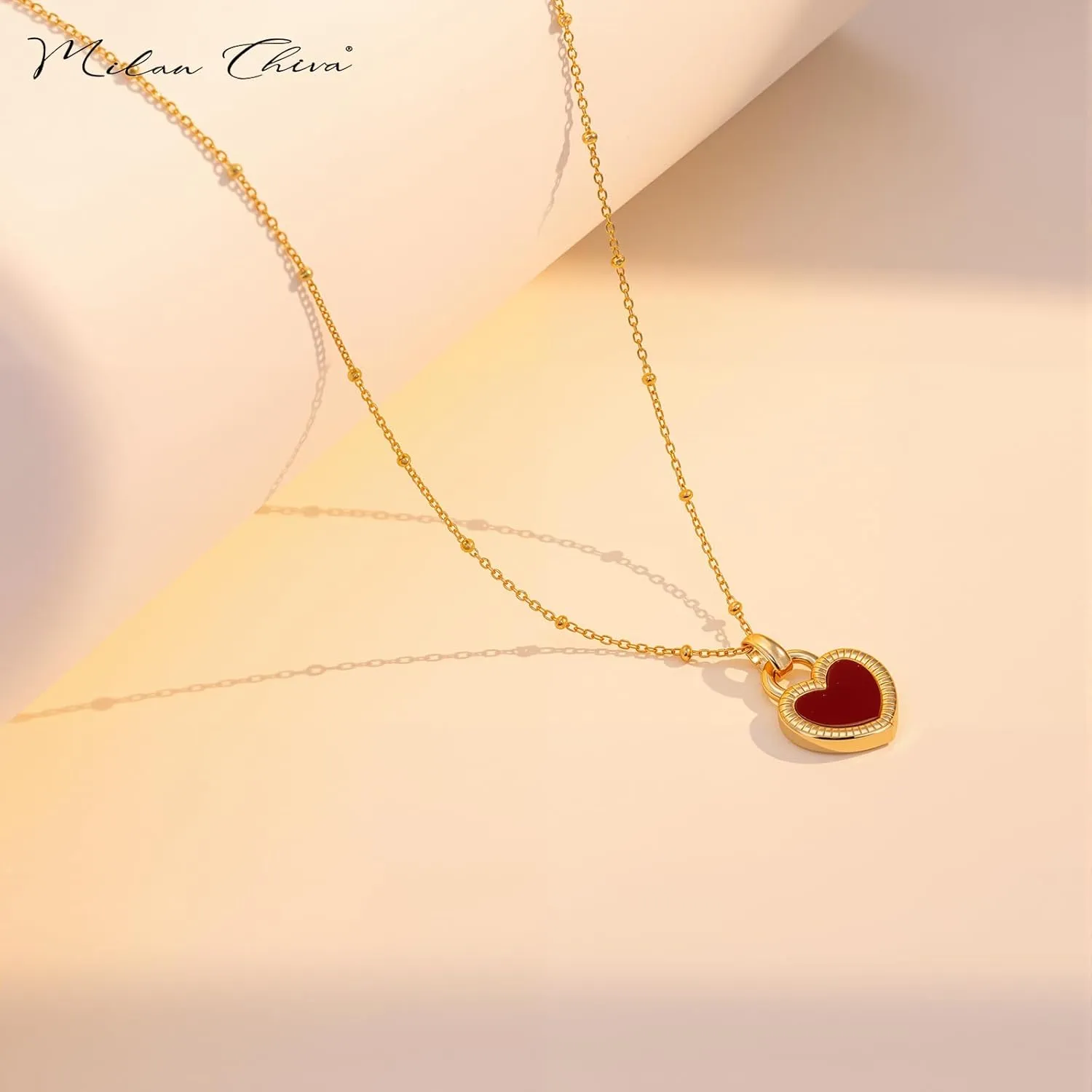 Milan Chiva Gold Pendant Necklace for Women 14K Dainty Charm Statement Chain Jewelry