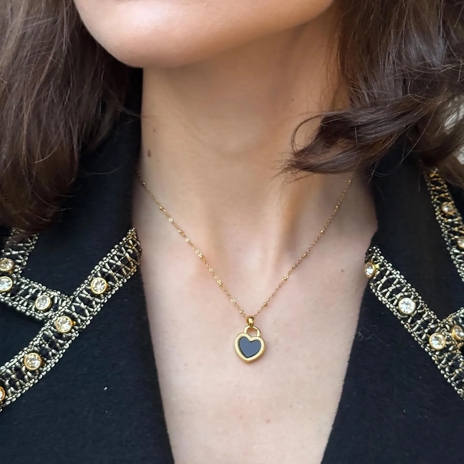 Milan Chiva Gold Pendant Necklace for Women 14K Dainty Charm Statement Chain Jewelry