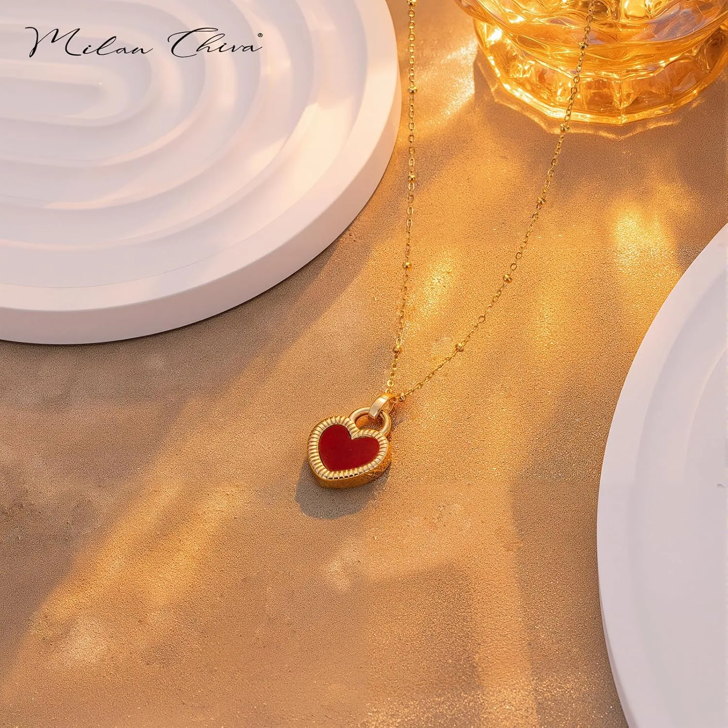 Milan Chiva Gold Pendant Necklace for Women 14K Dainty Charm Statement Chain Jewelry