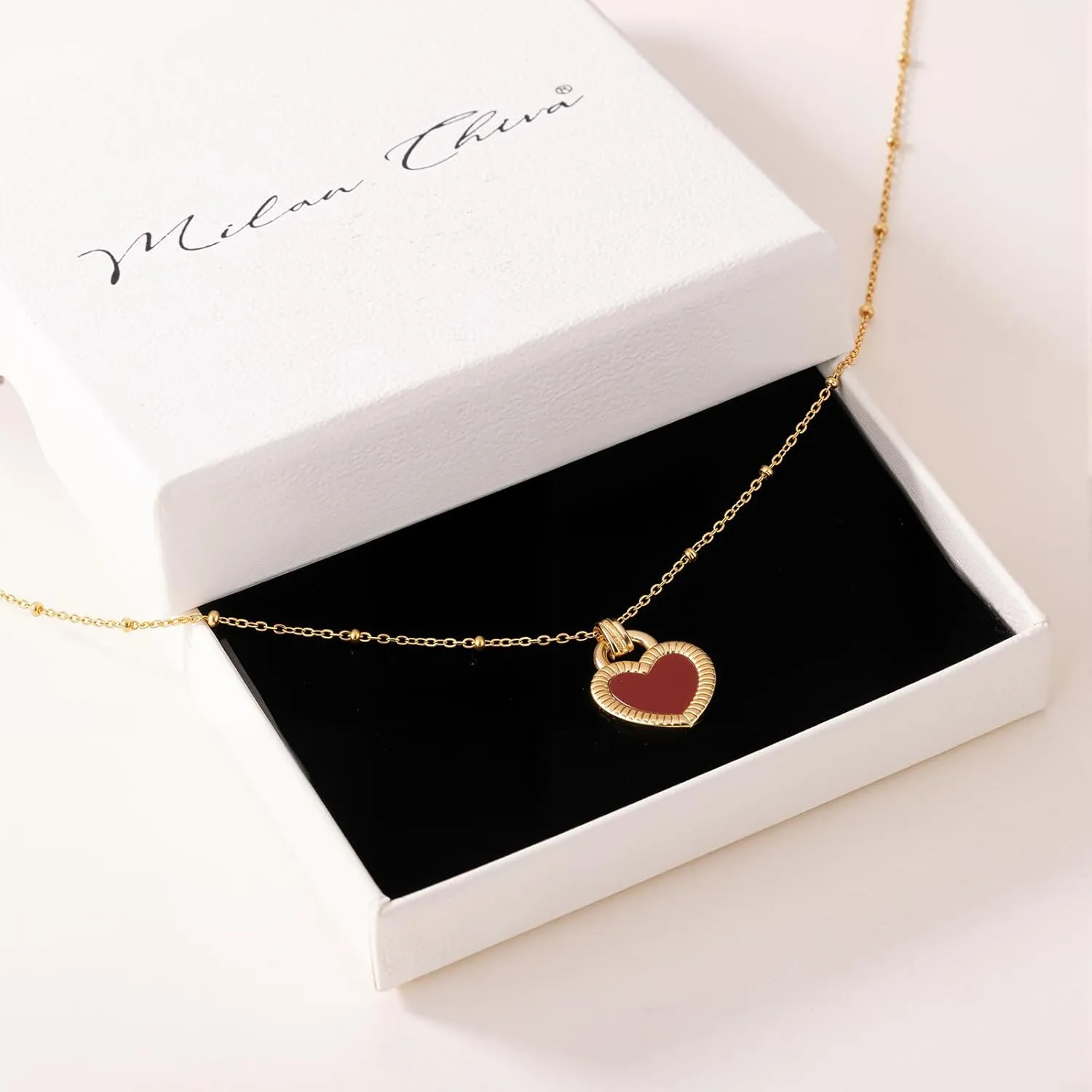 Milan Chiva Gold Pendant Necklace for Women 14K Dainty Charm Statement Chain Jewelry