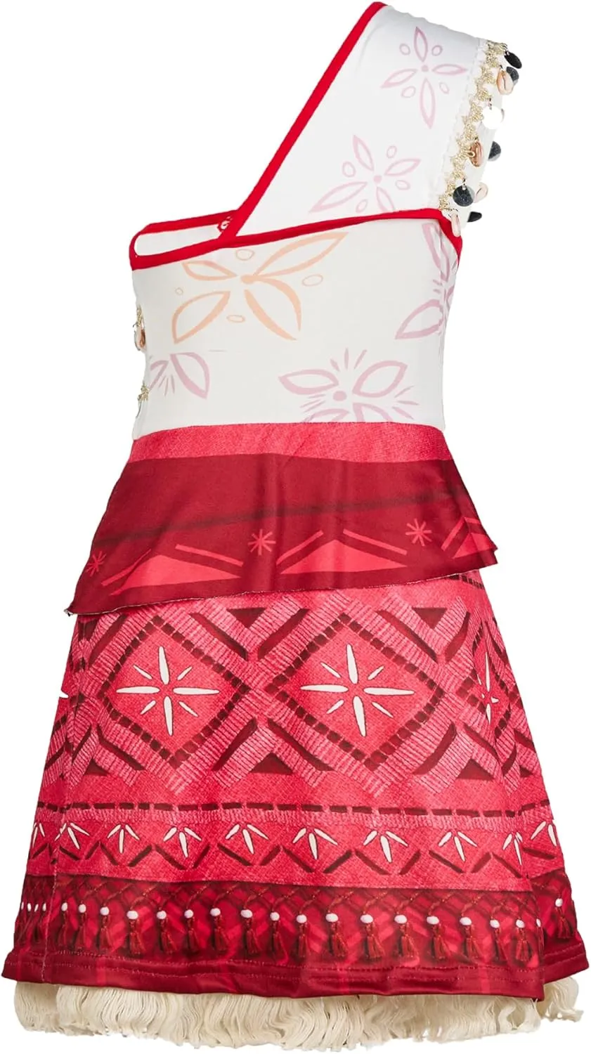 Moana Costume for Girls Kids Princess Sleeveless Dress up Party Dress Christmas Holiday Role Play Costume with Necklace & Bag