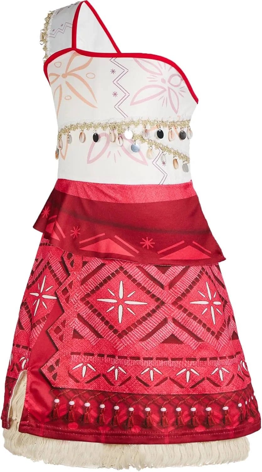 Moana Costume for Girls Kids Princess Sleeveless Dress up Party Dress Christmas Holiday Role Play Costume with Necklace & Bag