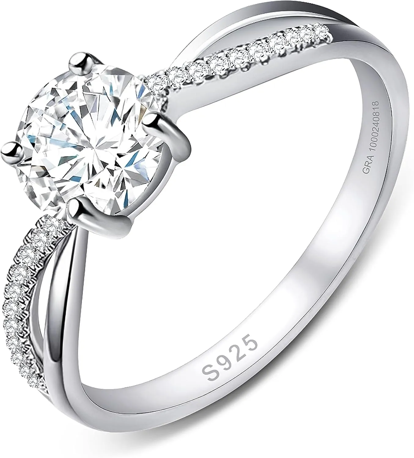 Moissanite Engagement Promise Rings for Women 1CT Women's Wedding Rings Promise Ring for Her, D Color VVS1 Clarity 925 Sterling Silver Band with 18K Gold Plated, with Ring Box & Card