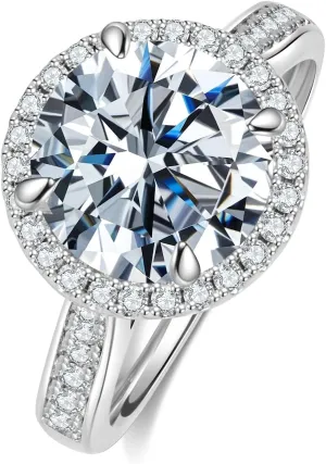 Moissanite Engagement Rings for Women 925 Sterling Silver with 18K Gold Plated Round Sparkle Rings for her D Color VVS1 Clarity Wedding Band Moissanite Ring 1.5/2/3/4CT