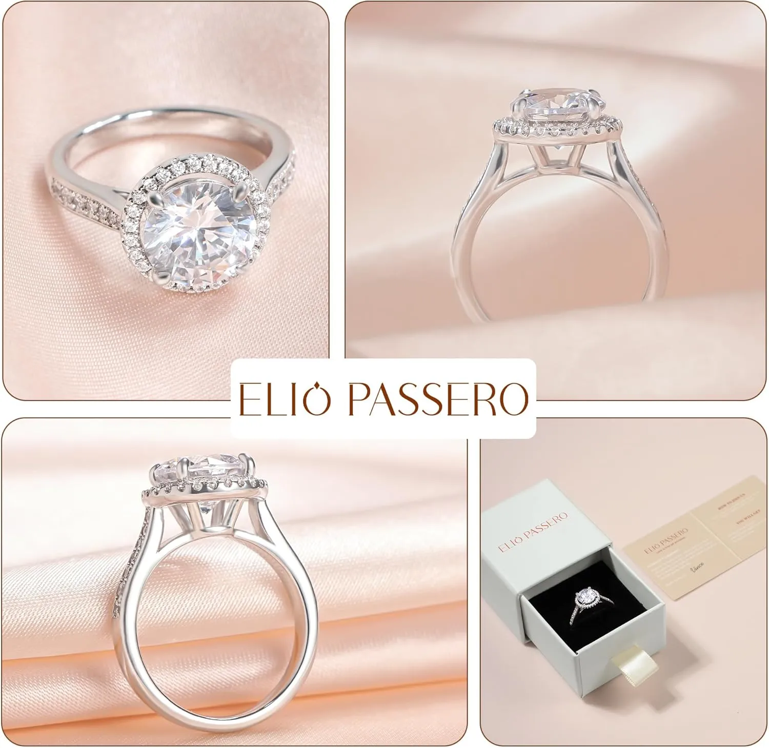 Moissanite Engagement Rings for Women 925 Sterling Silver with 18K Gold Plated Round Sparkle Rings for her D Color VVS1 Clarity Wedding Band Moissanite Ring 1.5/2/3/4CT