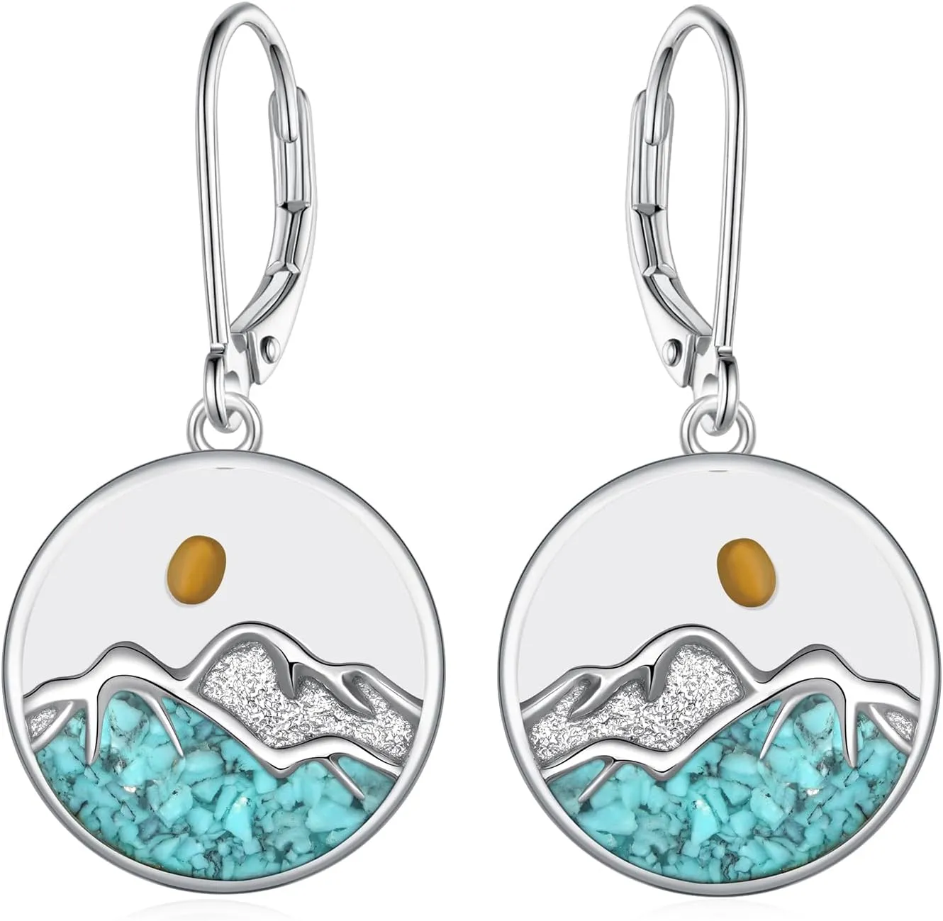 Mountain Earrings 925 Sterling Silver Turquoise Nature Earrings Faith Based Gifts Mustard Seed Jewelry for Women